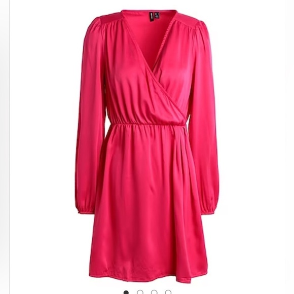 Vero Moda Short Satin Dress Fuchsia Size 14 - Picture 1 of 11